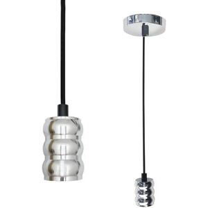 Suspension luminaire Ampoule E27 Argent Chrome Cylindrique - SILAMP