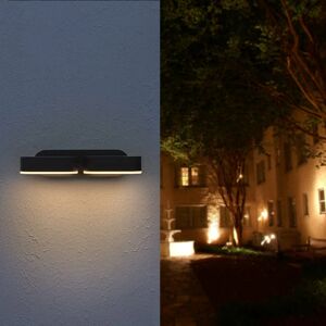 Applique Murale Double Noire LED 12W IP54 Orientable Ovale - Blanc Chaud 2300K - 3500K - SILAMP