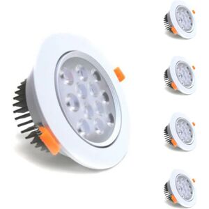 Spot LED Rond Encastrable Orientable 12W 80° (Pack de 5) - Blanc Neutre 4000K - 5500K - SILAMP