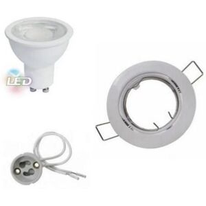 Kit Spot LED GU10 encastrable 8W Orientable Rond Blanc - Blanc Froid 6000K - 8000K - SILAMP