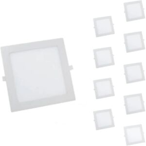 Spot LED Extra Plat Carré 24W Blanc (Pack de 10) - Blanc Neutre 4000K - 5500K - SILAMP