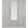 Conforama Armoire 3 portes + 2 tiroirs ABBY coloris chêne gris clair