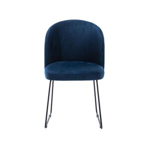 Conforama Chaise en velours DAPHNE coloris bleu nuit
