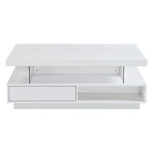 Conforama Table basse avec LED intégrées  GALAXY 2 coloris blanc