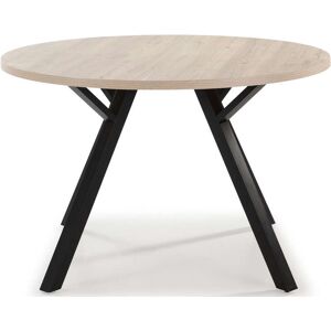 Conforama Table ronde fixe 120 cm GLORY coloris chêne clair/noir