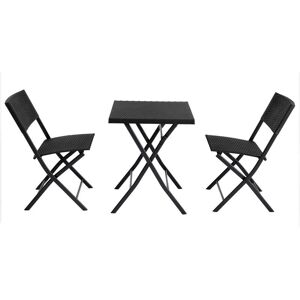 Conforama Ensemble table + 2 chaises PATIO coloris noir