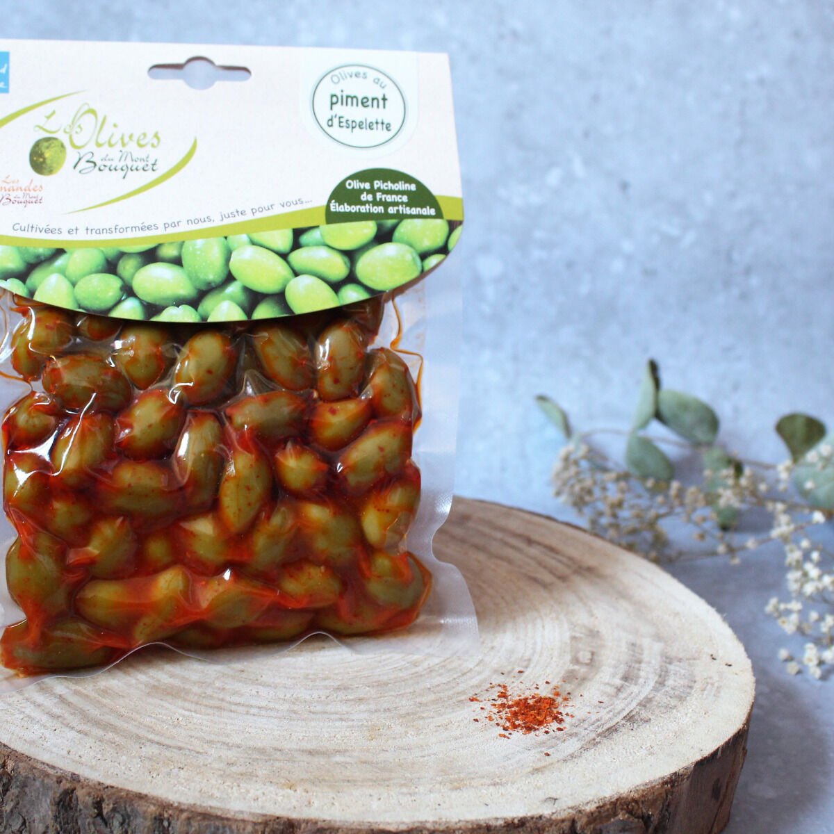 Les amandes et olives du Mont Bouquet Olives au piment d'Espelette 200g