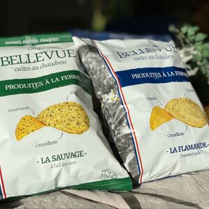 Le Pack Gourmand - Chips au sel de l'île de Ré (10x150g) & Chips à l'ail des ours (10x125g) - En direct de Chips Bellevue (Nord) - Publicité