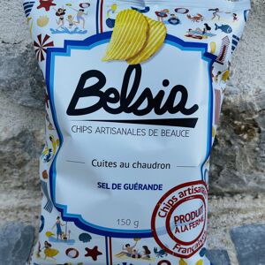 Chips BELSIA Chips Artisanales (ondulées) au Sel de Guérande - 150g x10 - En direct de Chips BELSIA (Eure-et-Loir) - Publicité