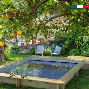 Piscine urbaine 4.20x3.50, GR, Ht:1.33 + volet Automatique + coffre + filtre a sable + PAC