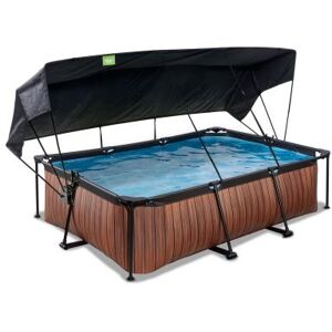 Piscine enfant WOOD 200x150x65 cm + filtre a cartouche + Voile d'ombrage