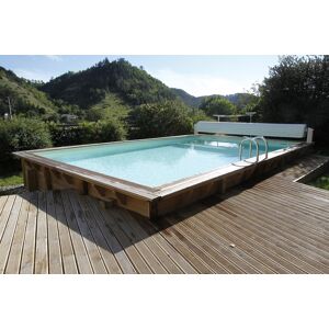 Piscine en bois Linea 350 x 1550 x 155 cm - Liner bleu