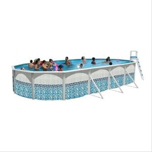 Piscine hors sol en acier ovale MOSAIKO 640 x 366 x 120 cm+ finition acier blanc