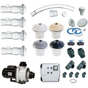 Kit balneo beton 4 buses + booster 2 cv pour piscine liner : inox