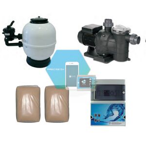 distripool Kit filtration piscine PREMIUM 22 m3/h + Coffret Pool'Elec 2.0 avec precise'o +