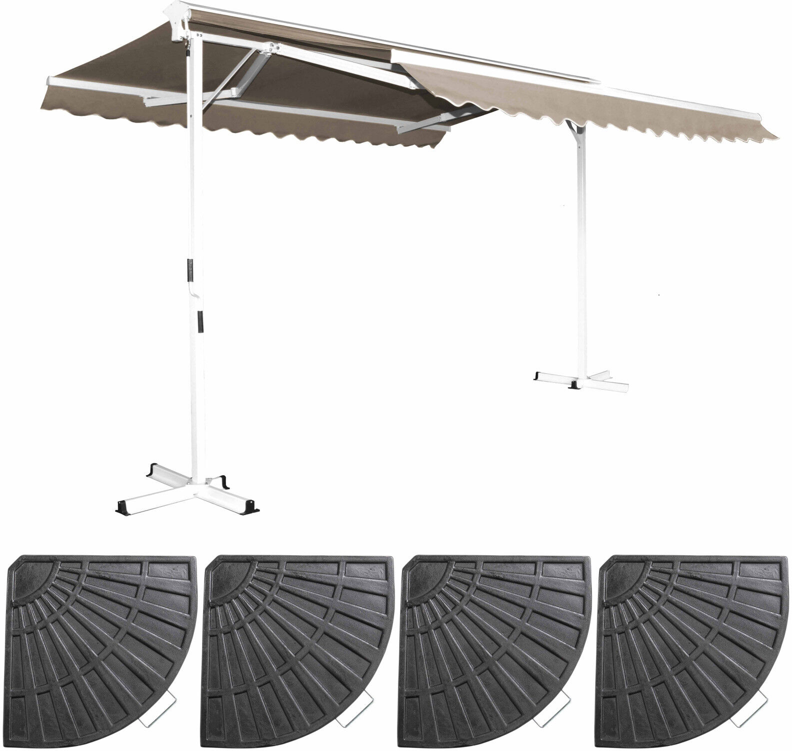 Store banne double pente (3 x 4m) + 4 dalles de lestage