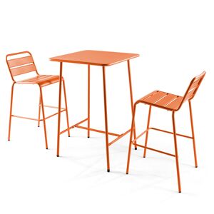 Oviala Table de bar carrée 70 x 70 x 105 cm et 2 chaises hautes en métal - Publicité