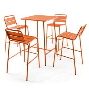 Oviala Table de bar haute 70 cm x 70 cm et 4 chaises hautes en métal - Publicité