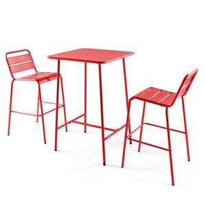 Ensemble table haute (70 cm) + 2 chaises en métal - Publicité