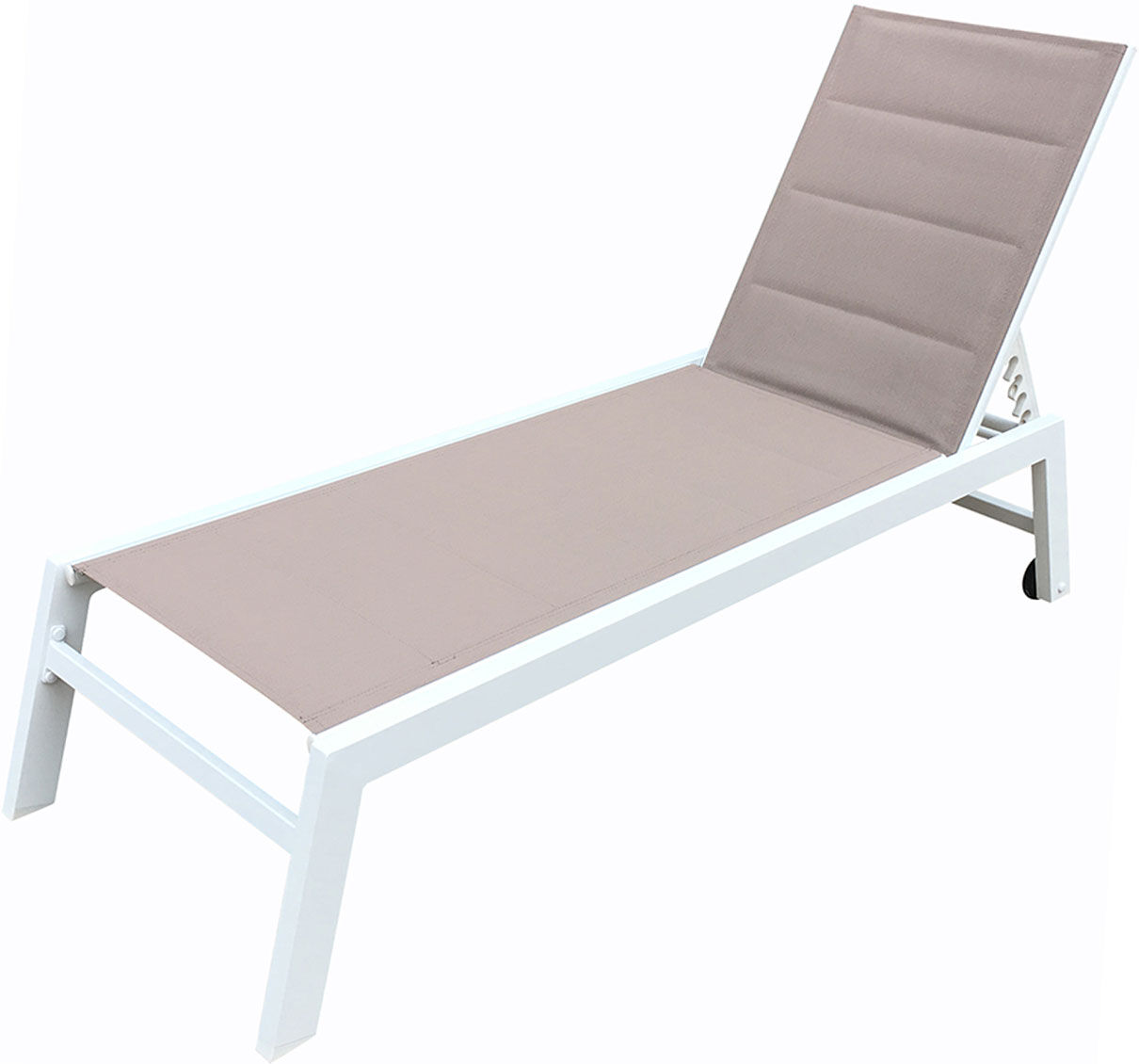 Happy Garden Bain de soleil BARBADOS en textilène taupe - aluminium blanc Happy Garden Bain de soleil BARBADOS en textilène taupe - aluminium blanc