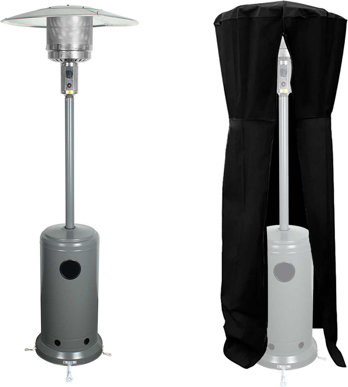 Happy Garden Parasol chauffant OSLO - chauffage d'extérieur gaz - acier gris + housse Happy Garden Parasol chauffant OSLO - chauffage d'extérieur gaz - acier gris + housse