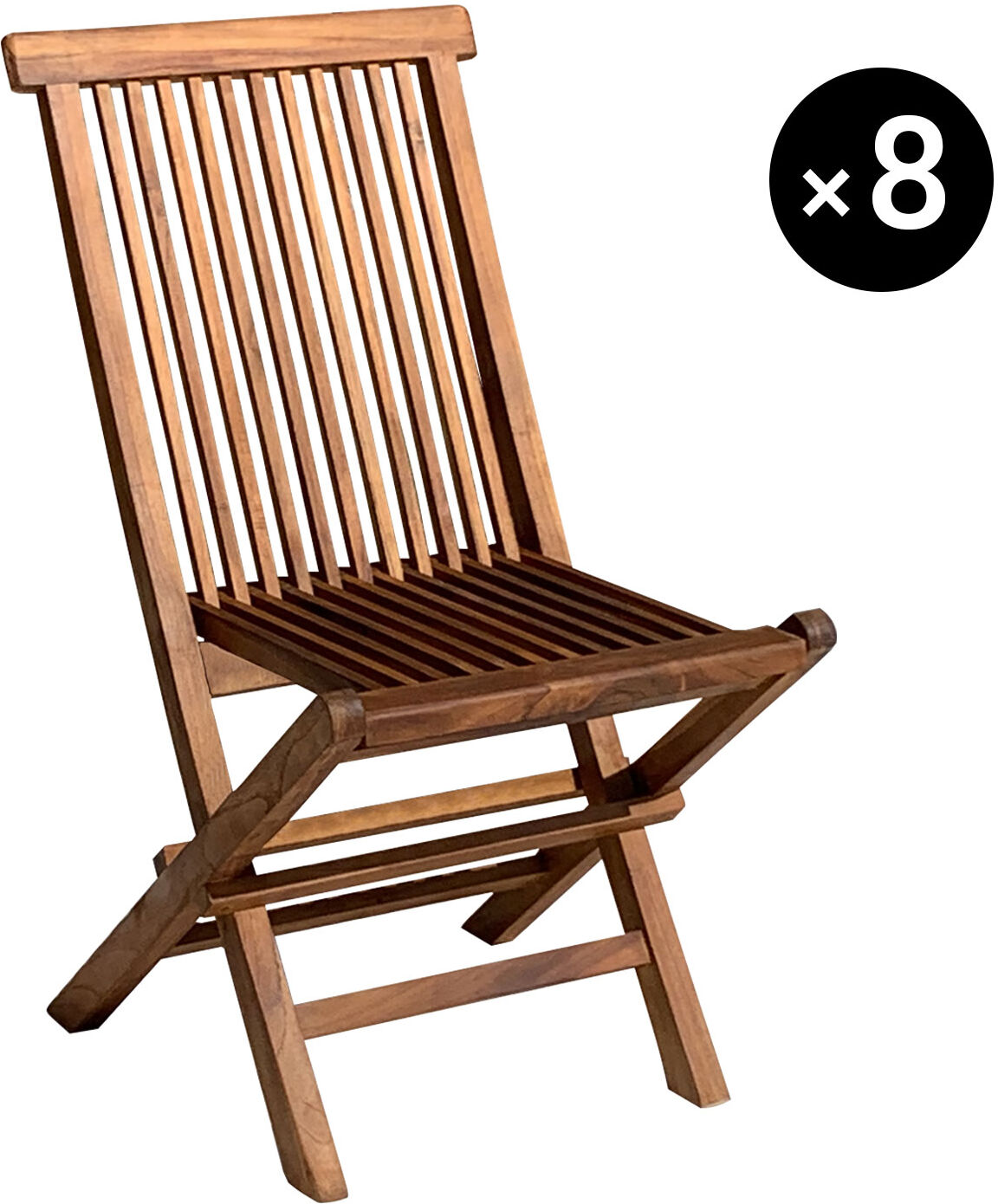 Happy Garden Lot de 8 chaises de jardin en teck huilé LOMBOK Happy Garden Lot de 8 chaises de jardin en teck huilé LOMBOK