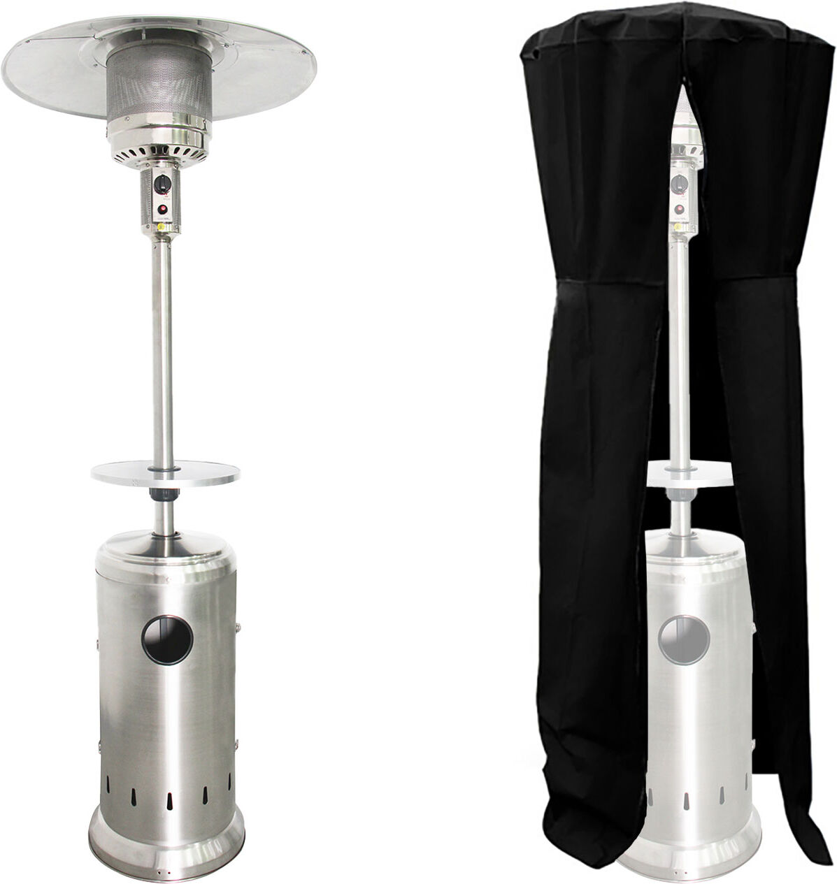 Happy Garden Parasol chauffant OSLO - chauffage d'extérieur gaz - acier inox + housse et table Happy Garden Parasol chauffant OSLO - chauffage d'extérieur gaz - acier inox + housse et table