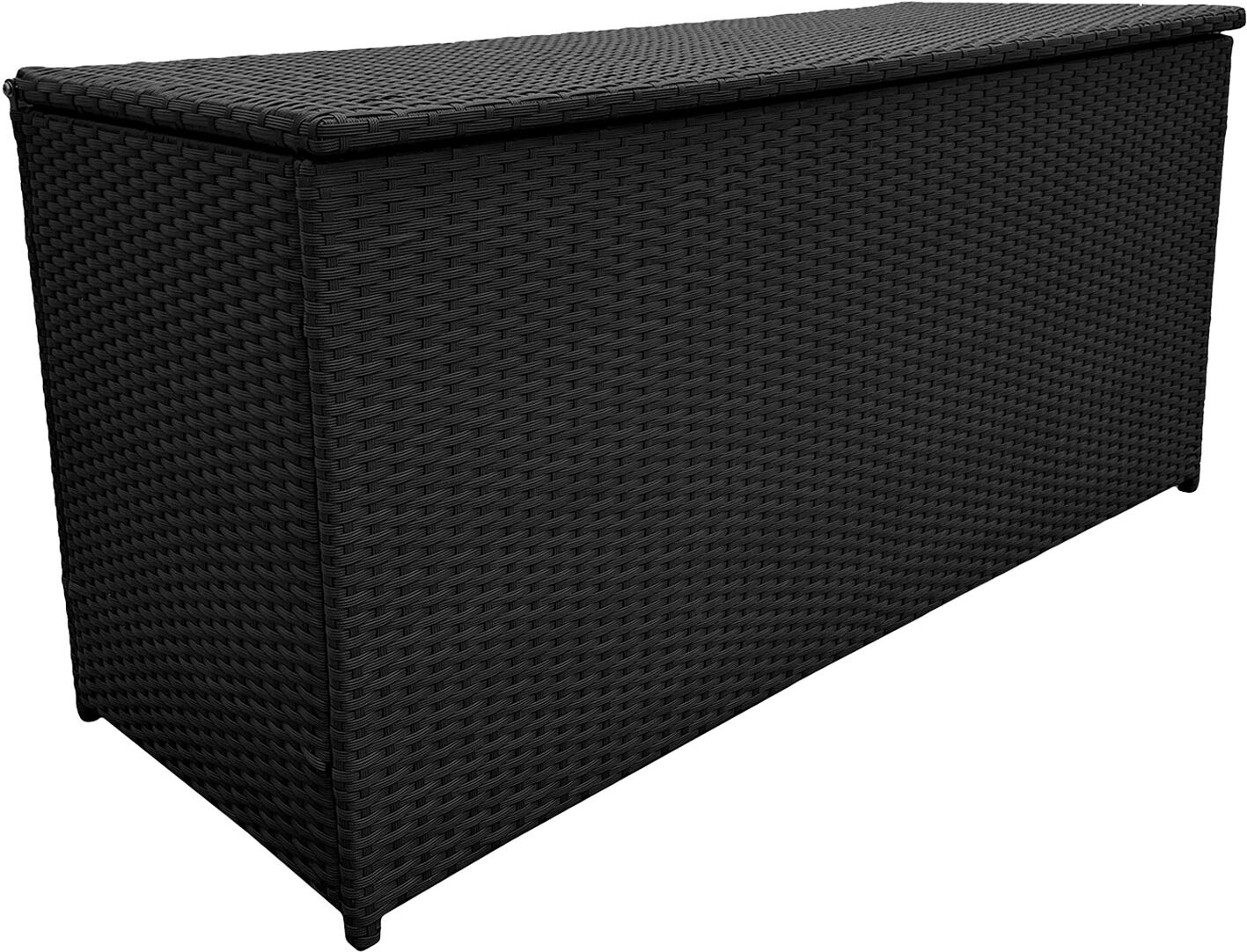 Happy Garden Coffre de rangement PIANA en résine tressée noire - intérieur gris Happy Garden Coffre de rangement PIANA en résine tressée noire - intérieur gris