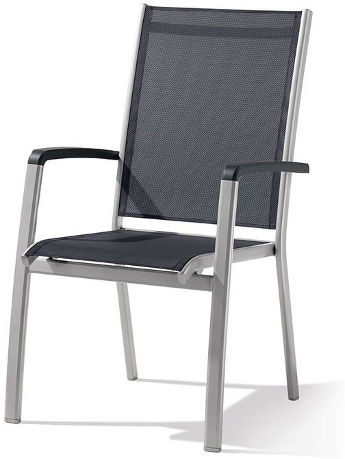 Sieger Fauteuil de Jardin Alu et Textilux Empilable Bodega Graphite (lot de 6)