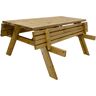 Ekju Table de pique-nique bois autoclave brun + bancs rabattables – Jelgava