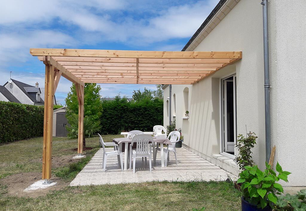 C.P.B.F Pergola adossée en bois Douglas - L : 4,00 m ? Occitanie 2 poteaux