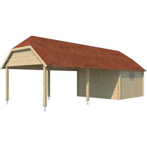 Woodlands Abri de Jardin Bois d’Épicéa Auvent + Toit Shingle Oxford XXL 33 m² - Publicité