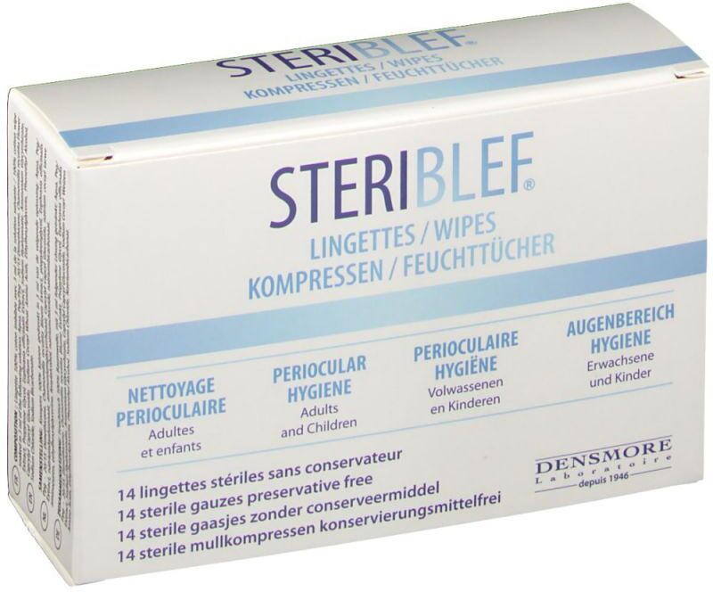 Densmore Steriblef lingettes stériles hygiène périoculaire - 14 lingettes Densmore Steriblef lingettes stériles hygiène périoculaire - 14 lingettes