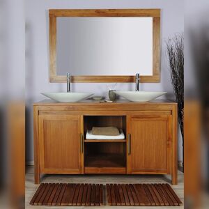 Saniteck Meuble et miroir de salle de bain en teck 140 - Grey naturel