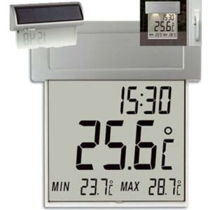 Thermometre exterieur affichage geant -VISION- avec heure et eclairage solaire TFA T-30.1035