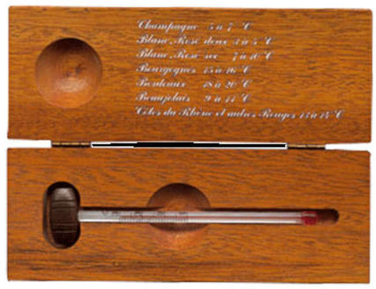 Thermomètre à vin dans coffret bois massif teinté  BL-TVC-3187 Thermomètre à vin dans coffret bois massif teinté  BL-TVC-3187