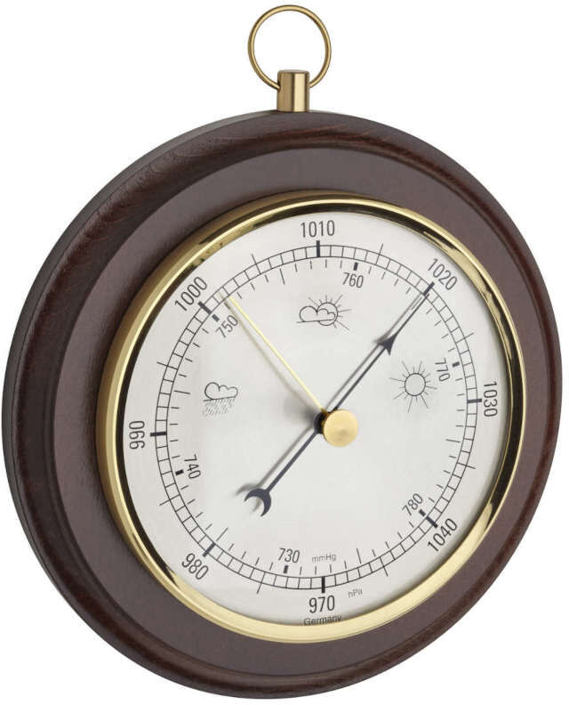 TFA Baromètre Oeil de Boeuf teinte Noyer Diam:180mm TFA T294001 TFA Baromètre Oeil de Boeuf teinte Noyer Diam:180mm TFA T294001