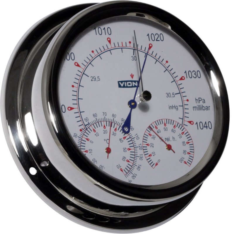 VION Baromètre  HI-SENS Thermo/Hygro intégré inox Diam: 150 mm VION V-A130-BTH VION Baromètre  HI-SENS Thermo/Hygro intégré inox Diam: 150 mm VION V-A130-BTH