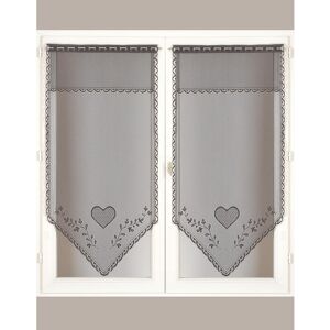 Blancheporte Vitrage droit pointe coeurs finition passe-tringle - la paire - BlancheporteCoup de coeur pour le charme discret de ces vitrages aux tonalités romantiques !Rideau : largeur 60 x hauteur 160cmGris