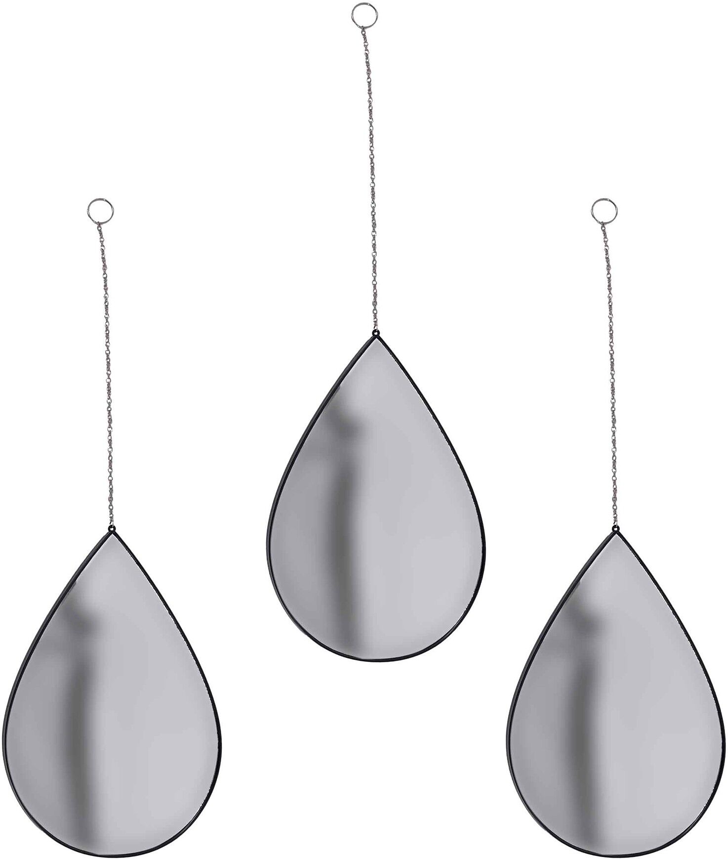 Lot de 3 miroirs gouttes à suspendre - Blancheporte3 ravissants miroirs à suspendre, au gré de vos envies, dans une chambre, au salon, partout où vous souhaitez ajouter une touche de lumière et de poésie. Pour habiller vos murs d?une élégance un brin vint