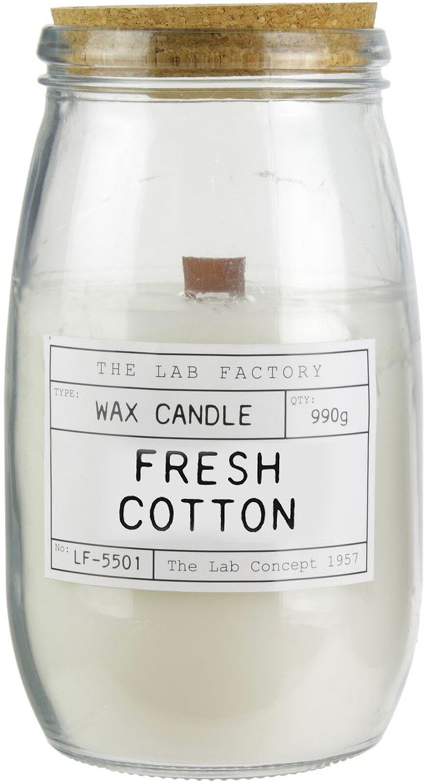 Bougie parfumée fleur de coton - BlancheporteQuel plaisir d’allumer cette grande bougie dont la mèche en bois crépite comme un vrai feu ! On s’offre une véritable ambiance cocooning, porté par l’odeur poudrée et raffinée de la fleur de coton ! Son format 