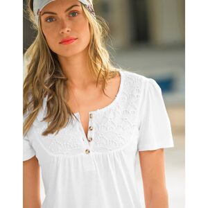 Blancheporte T-shirt macramé manches courtes - BlancheporteA la fois simple et raffiné, ce tee-shirt macramé sait comment vous faire succomber : un mélange coton - viscose fluide et léger, des détails féminins... A jouer dans la couleur qui vous plaît par