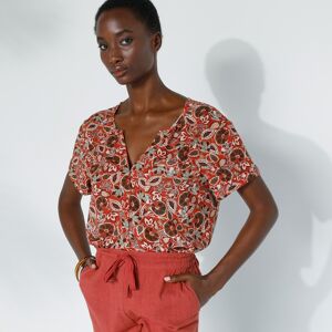 Blancheporte Blouse boutonnée en viscose imprimé ethnique, manches courtes - BlancheporteUn haut à porter quelle que soit la météo de la saison ! Seule ou avec un gilet, cette blouse à la douceur et à la fluidité parfaite nous accompagne partout avec un c