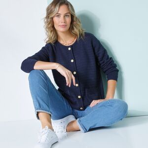 Blancheporte Cardigan maille fantaisie - BlancheporteUne maille, des boutons dorés et beaucoup de douceur : ce cardigan est une vraie pépite mode ! Façon veste sur un tee-shirt accompagné d'un jean, ou sur une robe, il se portera toute l'année.50Bleu