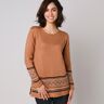 Pull tunique, base et poignets jacquard - BlancheporteSa silhouette longiligne en fait un pull d’une longueur parfaite. Ni trop court, ni trop long, il peut jouer tour à tour l’élégance ou la décontraction ! 42/44Marron