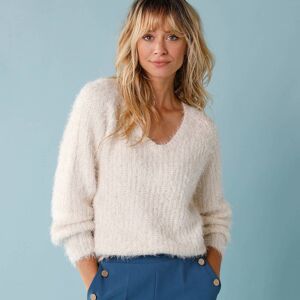 Pull col V spécial Petites, volume "loose" maille perlée fantaisie
