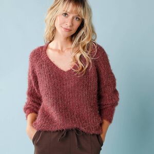 Pull col V spécial Petites, volume "loose" maille perlée fantaisie