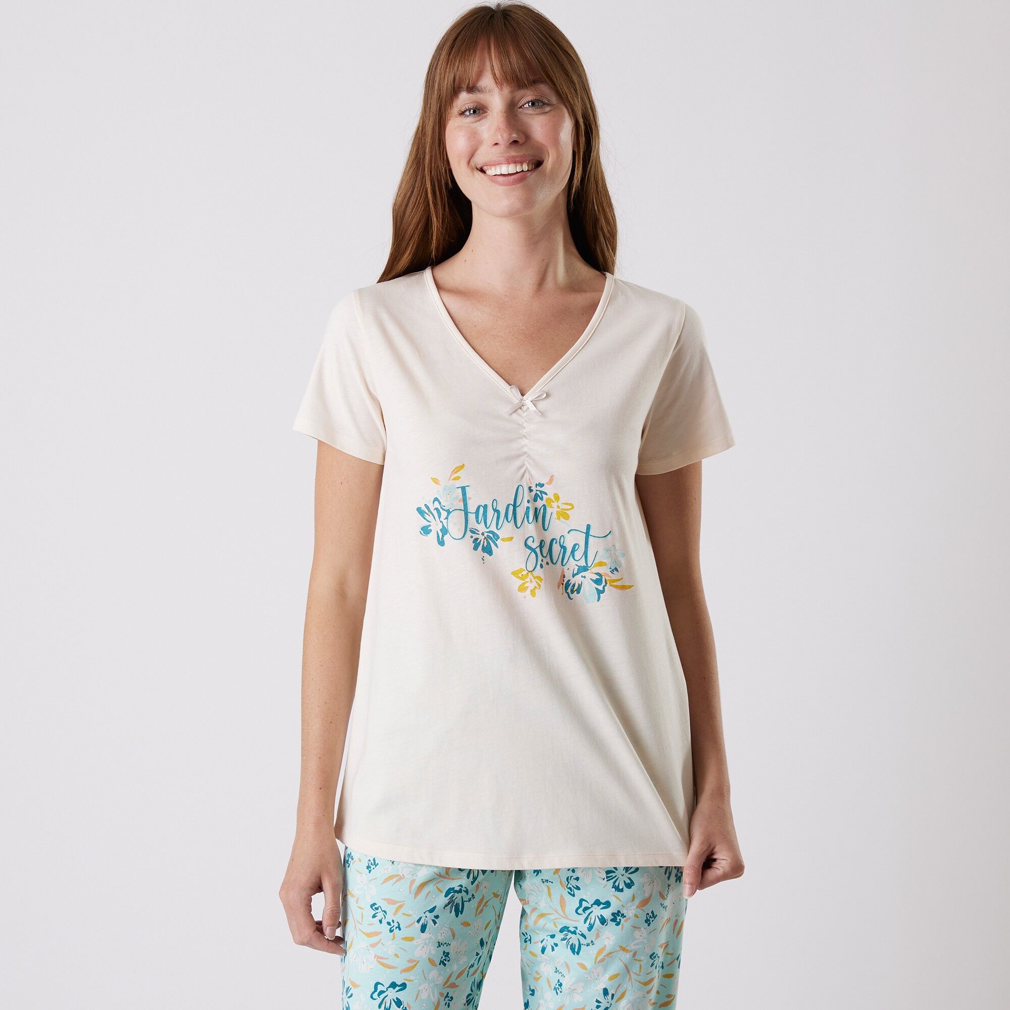 Tee-shirt pyjama manches courtes imprimé 