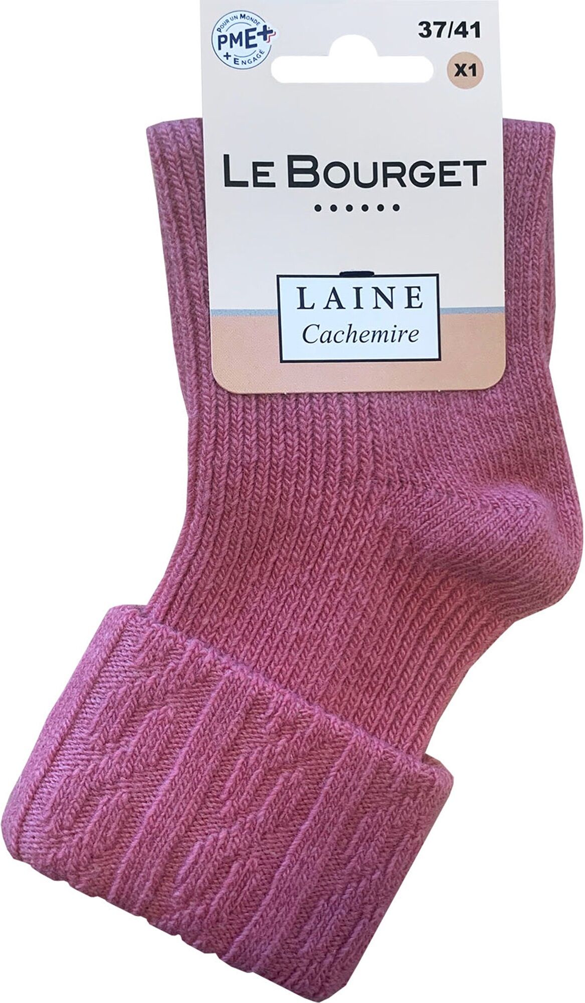 Chaussettes coton laine mélangés, revers torsadés - 37/41 - Rose - Le BourgetAdoptez sans attendre ces chaussettes unies en coton mélangé, enrichies d’une touche de laine d’Alpaga pour encore plus de chaleur ! Idéales pour cocooner chez vous ou garder vos