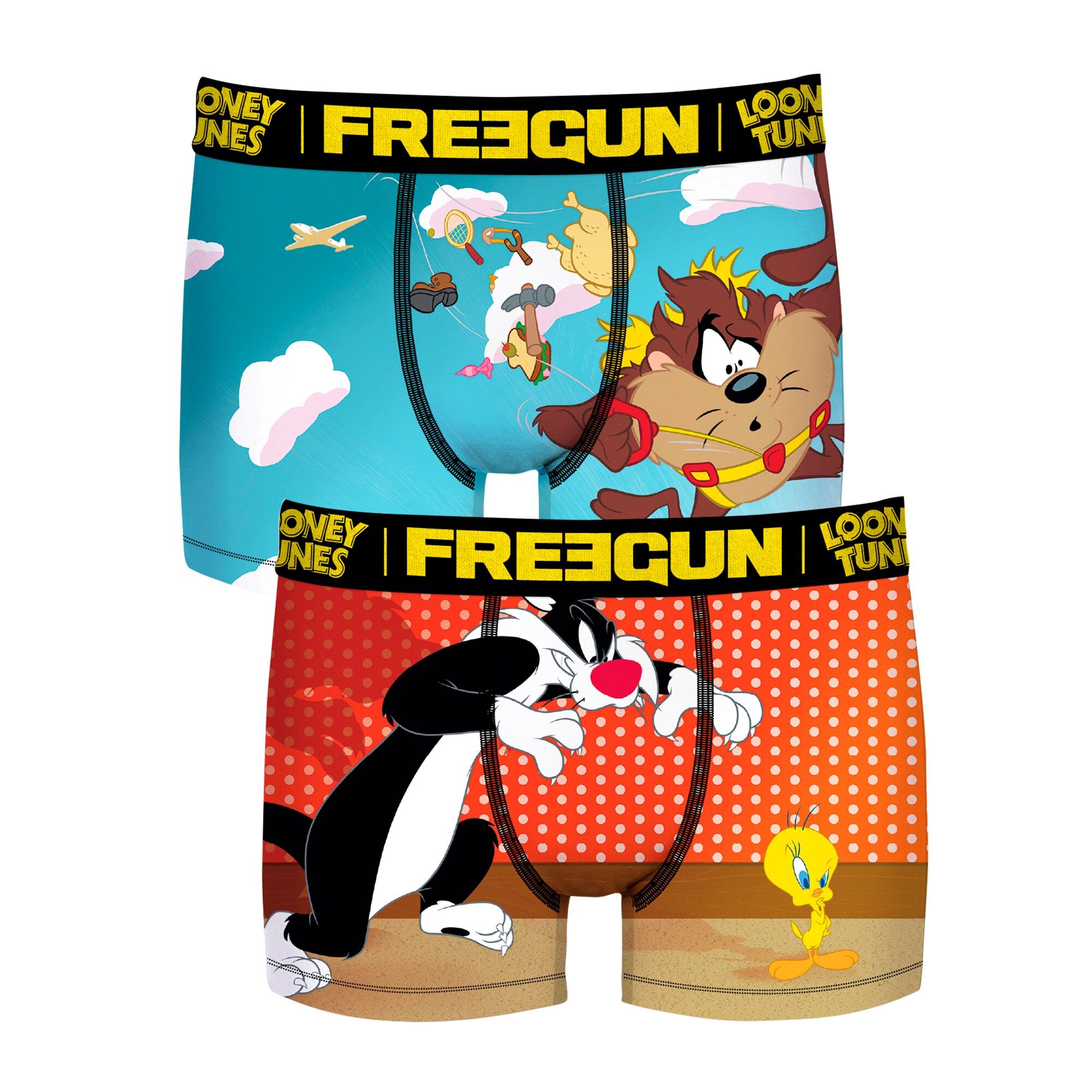Freegun Boxers Looney Tunes - lot de 2 - 77/84 - Bleu/rouge - Freegun  - Bleu/rouge - Size: L